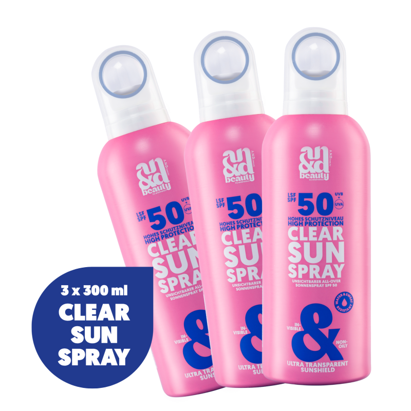 Clear Sun Spray SPF 50 – Transparenter Sonnenschutz XXL SPF Addict Bundle | A.N.D. beauty