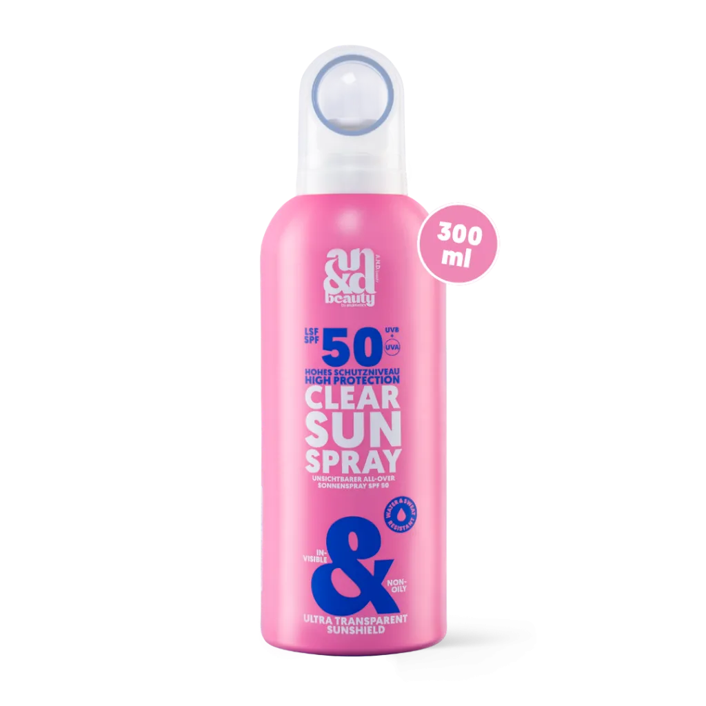 Clear Sun Spray SPF 50 – Transparenter Sonnenschutz für Gesicht & Körper | A.N.D. beauty