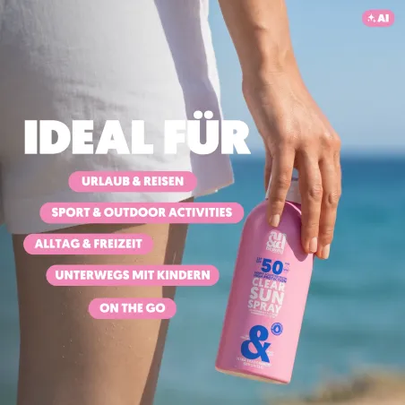 Clear Sun Spray SPF 50 – Transparenter Sonnenschutz für Gesicht & Körper | A.N.D. beauty