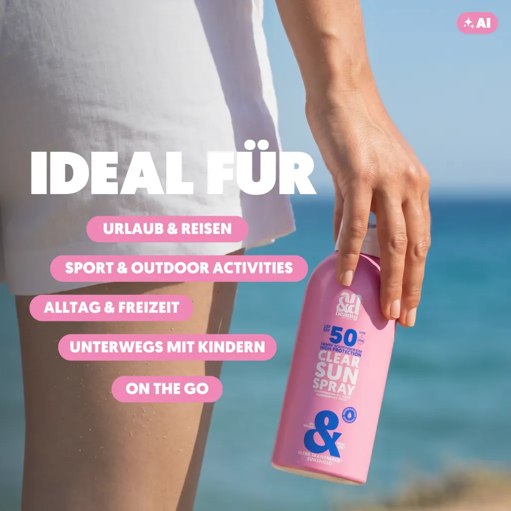 Clear Sun Spray SPF 50 – Transparenter Sonnenschutz für Gesicht & Körper | A.N.D. beauty