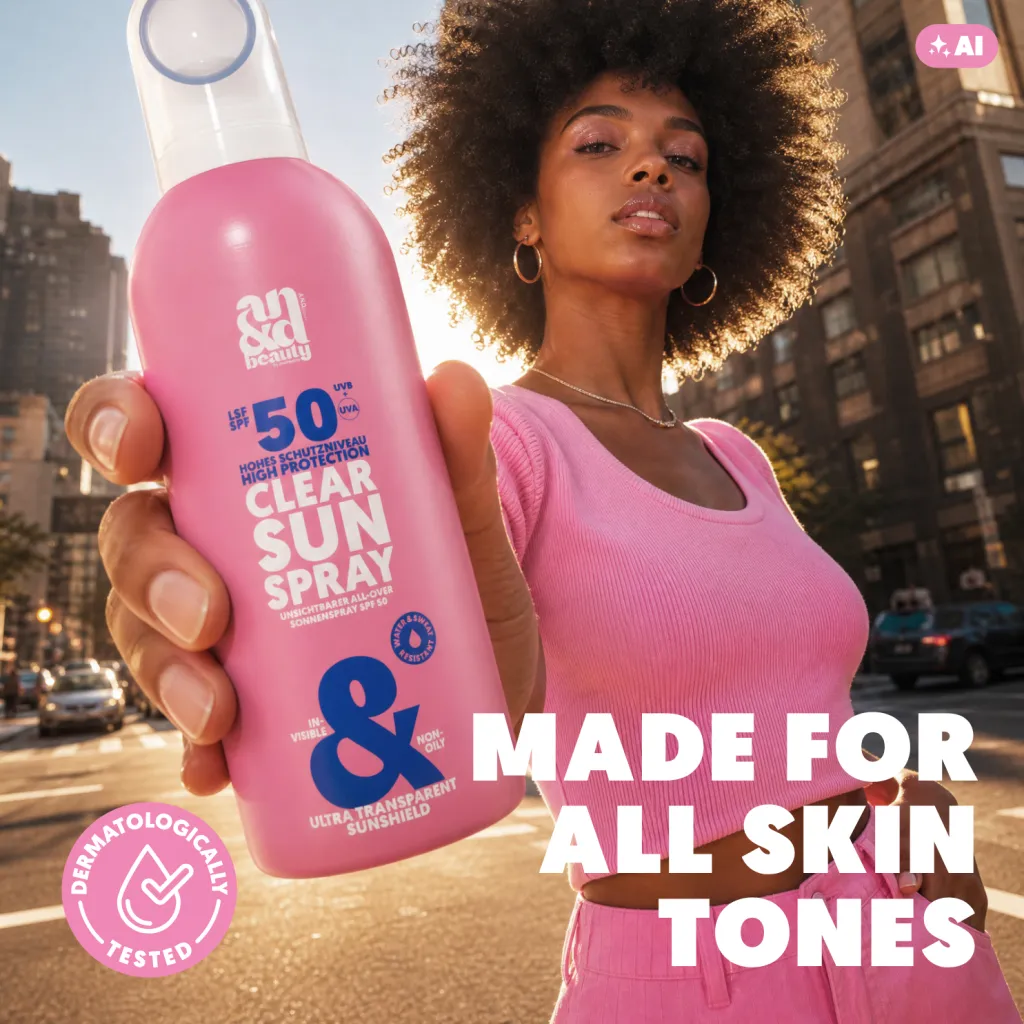 Clear Sun Spray SPF 50 – Transparenter Sonnenschutz für Gesicht & Körper | A.N.D. beauty