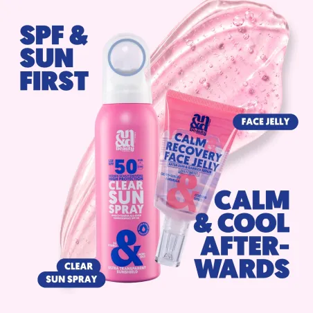 Before & After Sun Duo – Clear Sun Spray SPF 50 & Calm & Recover Face Jelly | A.N.D. beauty