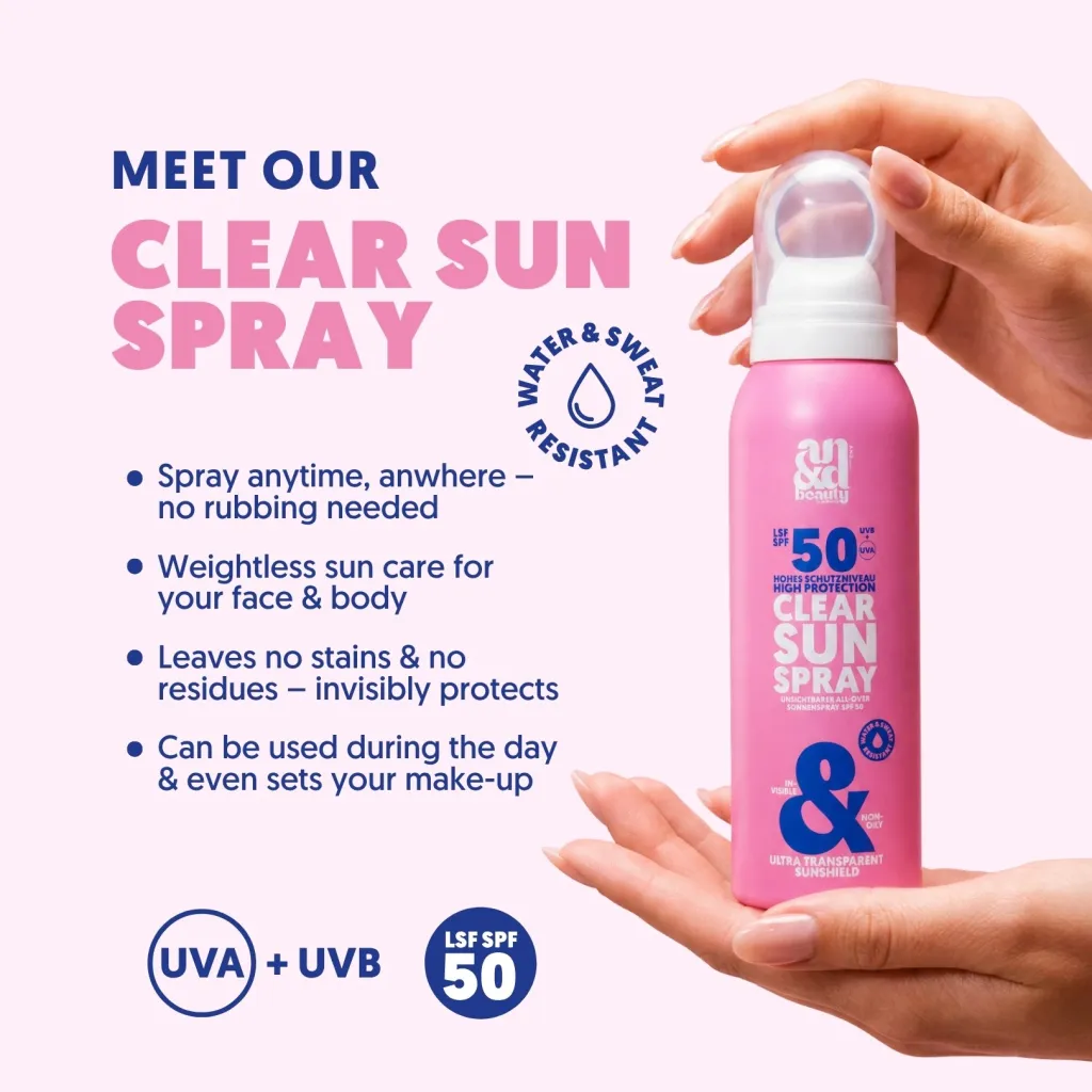 Before & After Sun Duo – Clear Sun Spray SPF 50 & Calm & Recover Face Jelly | A.N.D. beauty