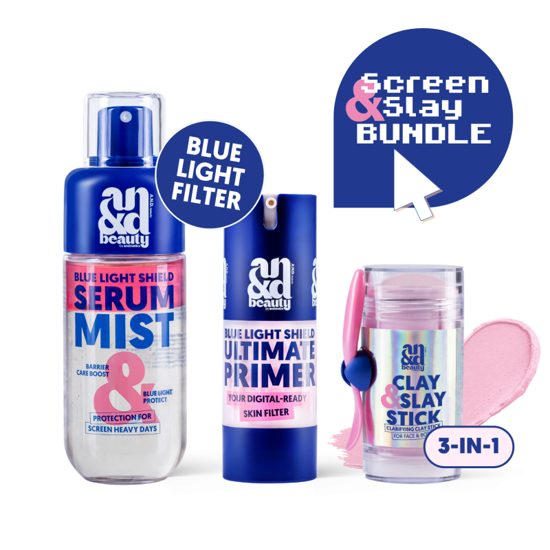 Screen & Slay Bundle – Blue Light Serum Mist, Primer & Clay Stick | A.N.D. beauty
