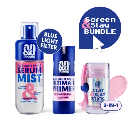 Screen & Slay Bundle – Blue Light Serum Mist, Primer & Clay Stick | A.N.D. beauty