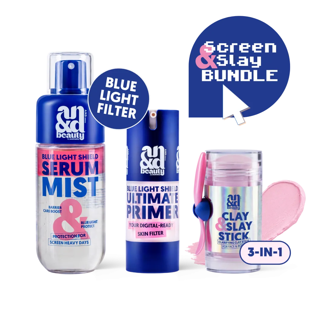 Screen & Slay Bundle – Blue Light Serum Mist, Primer & Clay Stick | A.N.D. beauty