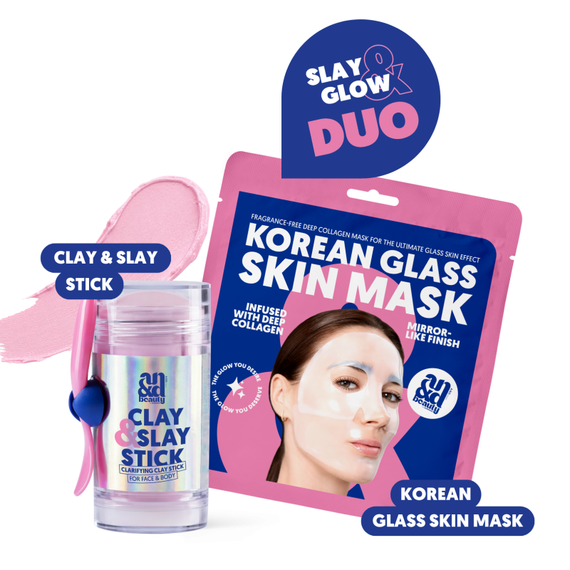 Slay & Glow Duo – Clay & Slay Stick & Glass Skin Mask | A.N.D. beauty
