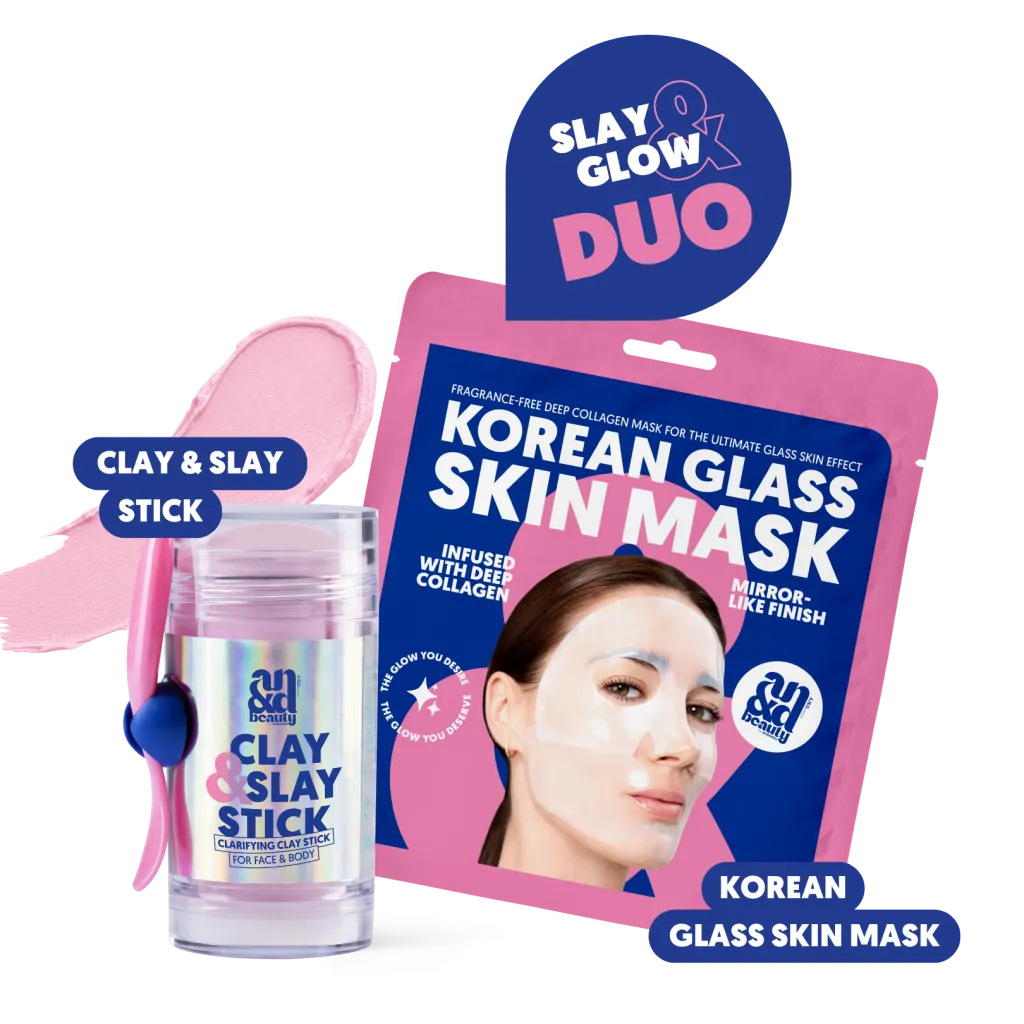 Slay & Glow Duo – Clay & Slay Stick & Glass Skin Mask | A.N.D. beauty
