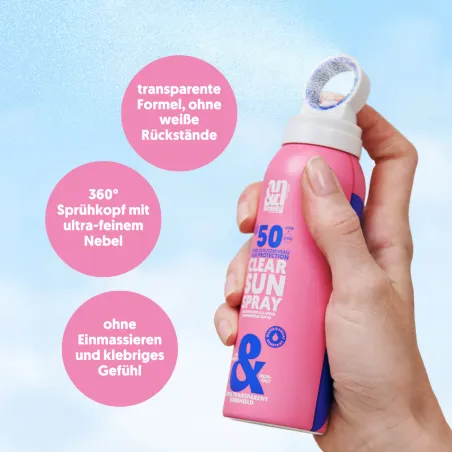 Clear Sun Spray transparent sun screen with fine mist
