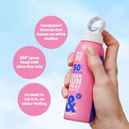 Clear Sun Spray transparent sun screen with fine mist