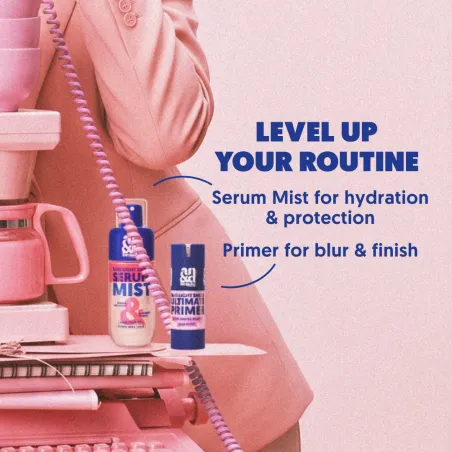 Level up your routine, blue light shield routine for the face, serum and primer