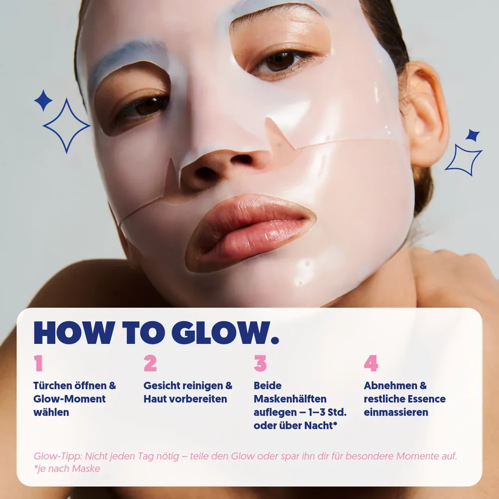 How to Glow: Anwendung der Hydrogel-Masken aus dem 24 Days of Glow Adventskalender in 4 Schritten