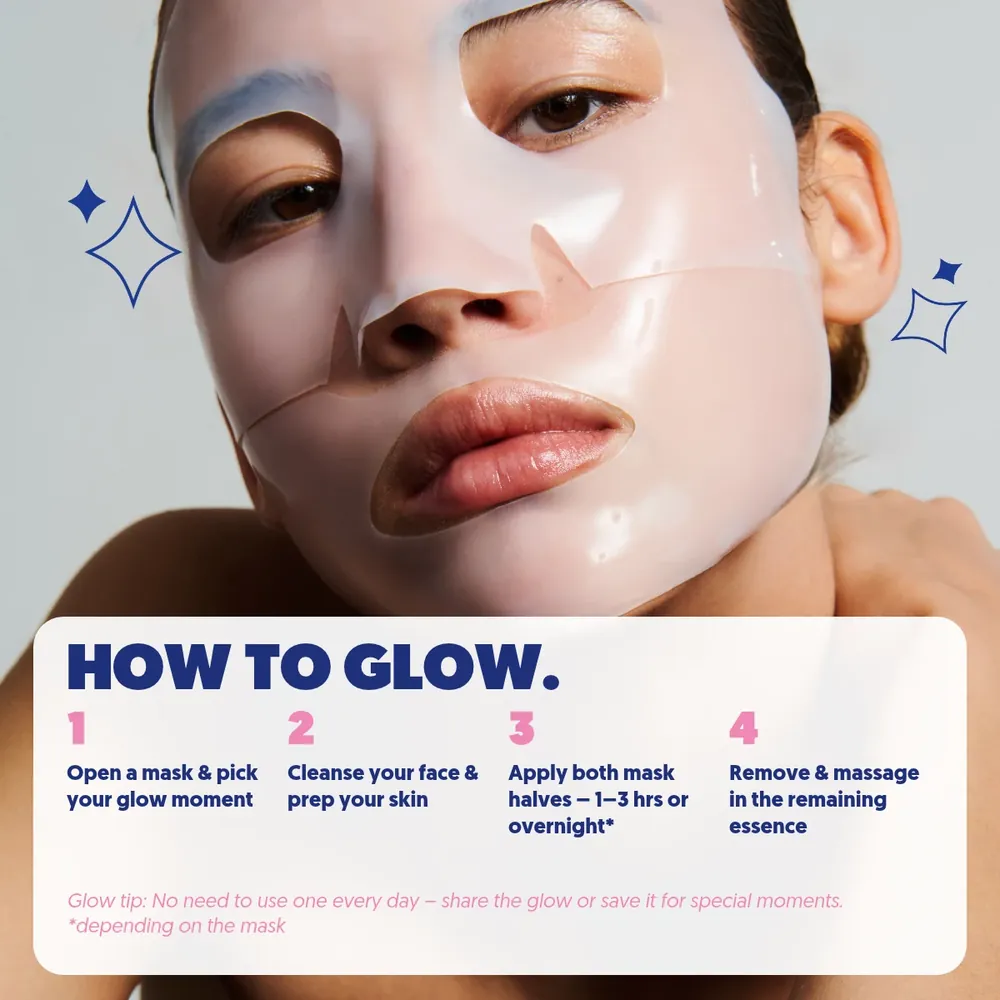 How to Glow: using the hydrogel masks from the 24 Days of Glow advent calendar in 4 steps