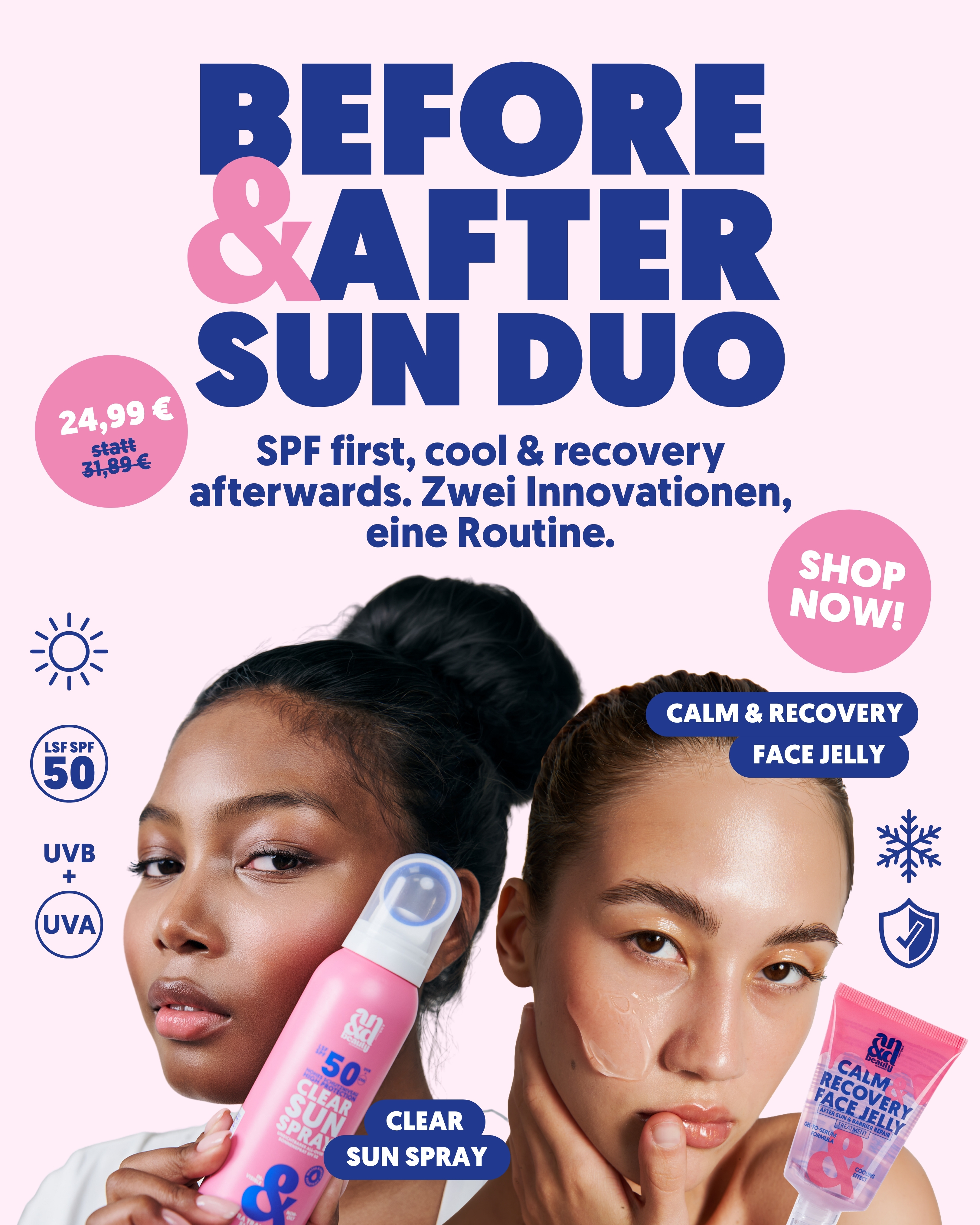 Oster Launch, Sonnenschutzfaktor, gratis blaues Kosmetiktäschchen, and beauty