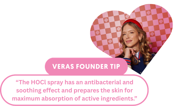 Vera Doppler suggest as founder of A.N.D. beauty to use the HOCl Spray as preparation for the Glass Skin Mask.
