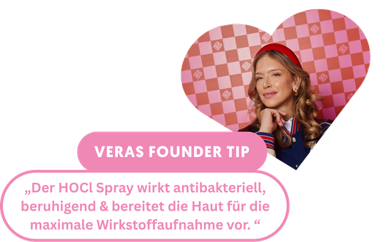 Vera Doppler empfiehlt als CEO von A.N.D. beauty den HOCl Spray als Vorbereitung dre Haut für die Glass Skin Mask.