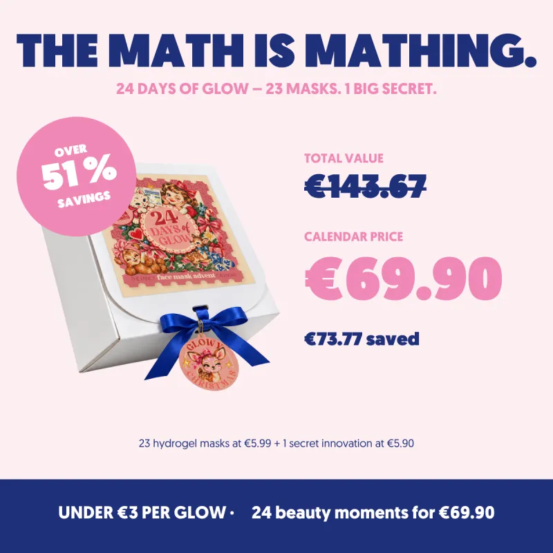 24 Days of Glow: total value €143.67, calendar price €69.90 – over 51% savings